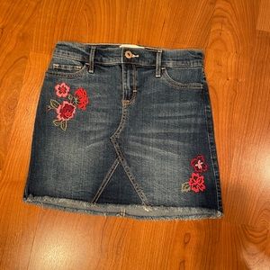 jean skirt with flowers